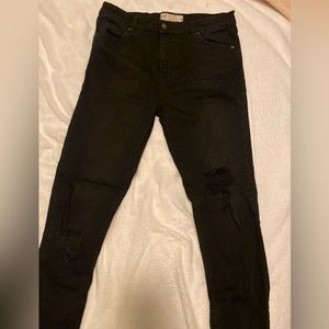 Free People, black destroyed skinny jeans, lightly worn